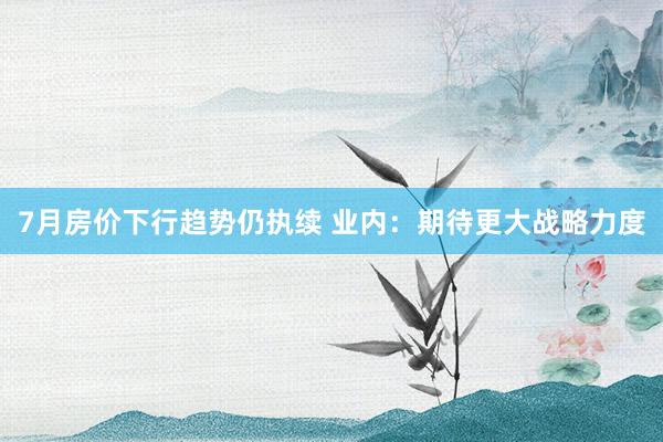 7月房价下行趋势仍执续 业内：期待更大战略力度